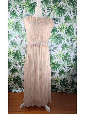 Zara Cream Swiss Dot Belted Maxi Dress (Size: Small)